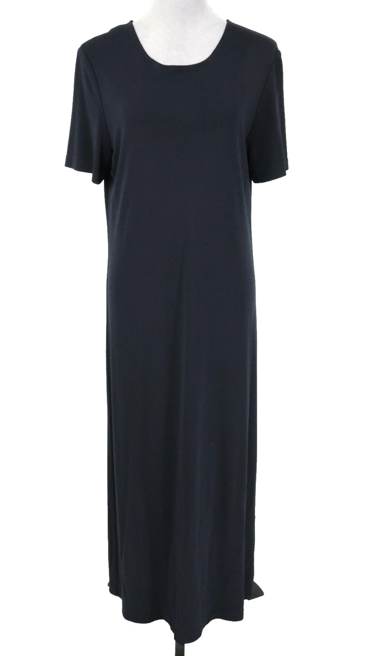 Talbots Dress Womens Large Black Stretch Knit Maxi Travel Pullover Vintage